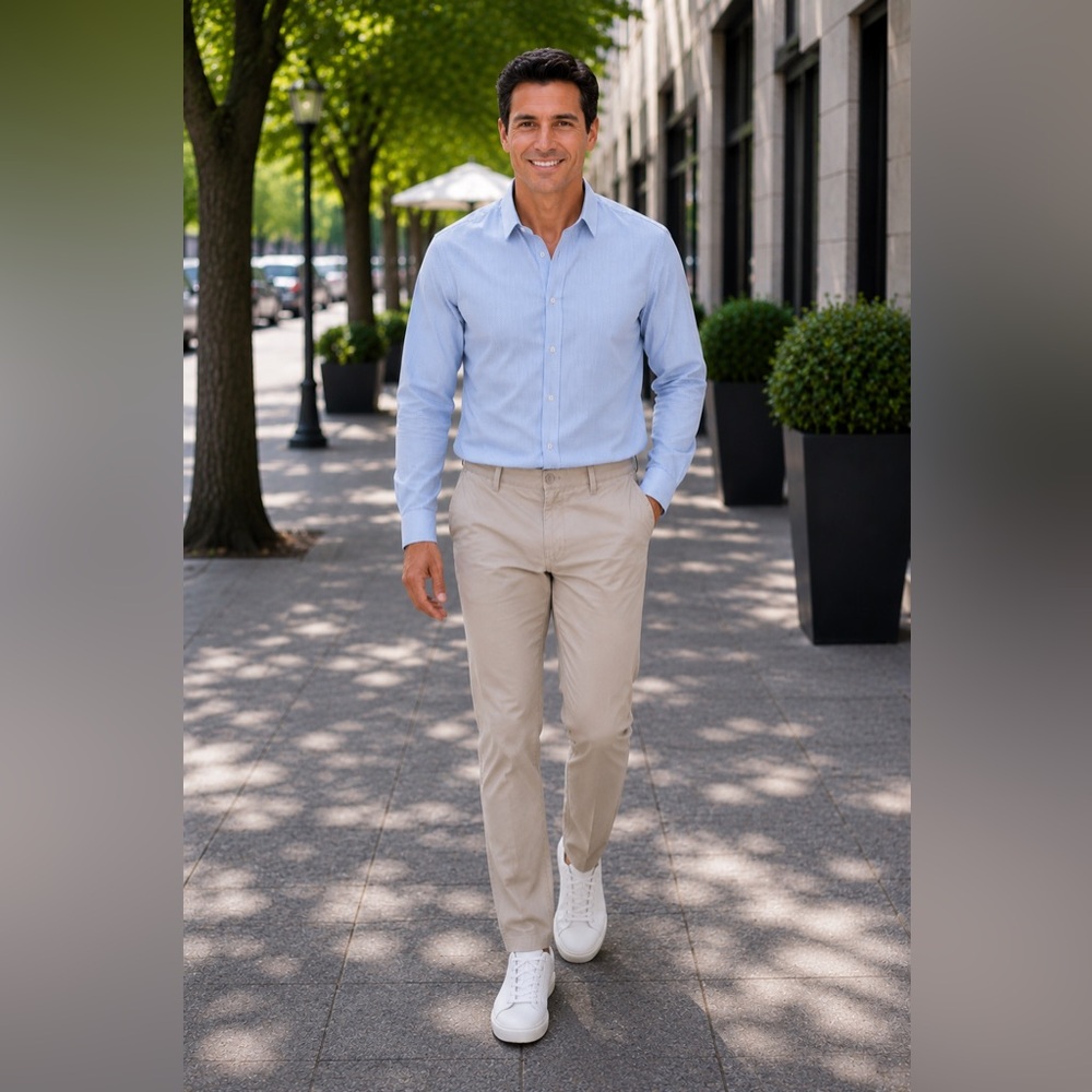 BONOBOS Chino Pants Men Size 34x34” Straight Fit Flat Front Khaki Casual Weekend